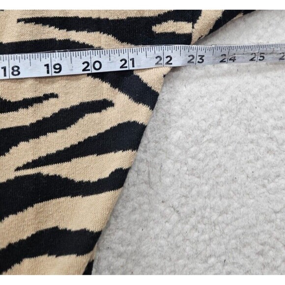 Express Women Sweater Medium Black Animal Print 100% Cotton Long Sleeve Cardigan - Picture 9 of 16